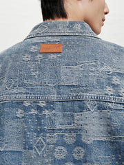 Men's Oversized Jacquard Denim Shirt