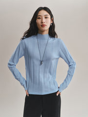 Women's Mock-Neck Vertical Jacquard Sweater