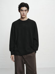Men's Loose-Fit Brushed Sweater with Embroidery