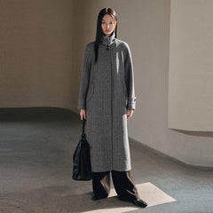 Women's Turn-down Collar Long Wool Coat