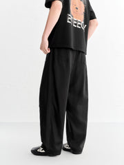 Men's Casual Black Straight Pants