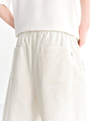 Men's casual elastic waist jacquard shorts
