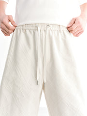 Men's casual elastic waist jacquard shorts