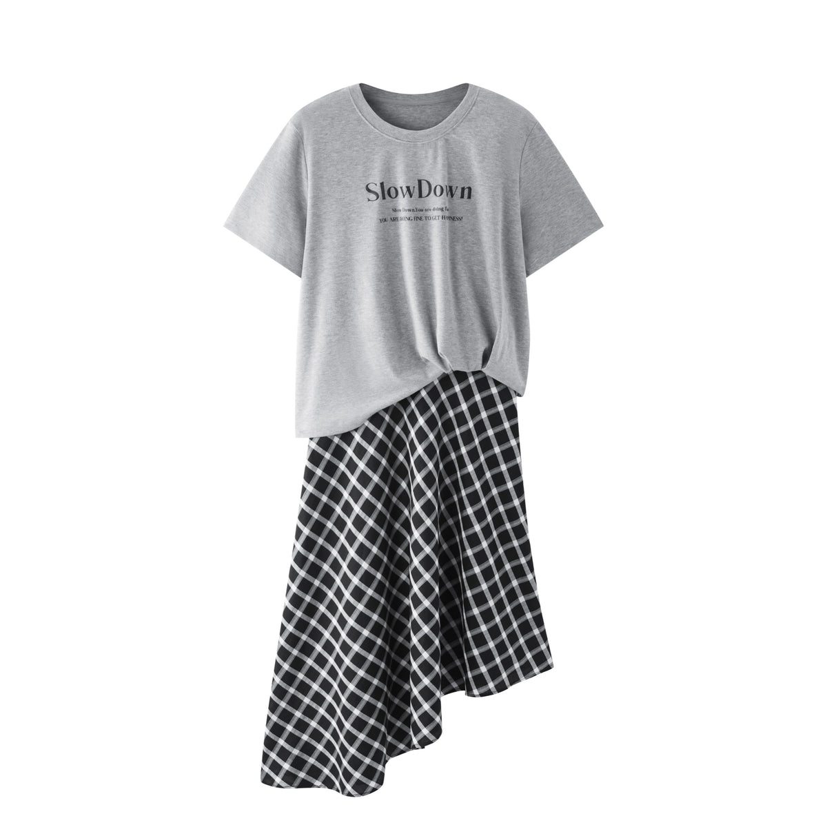 Women's Casual Fake Two-Piece Plaid Dress
