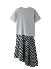 Women's Casual Fake Two-Piece Plaid Dress