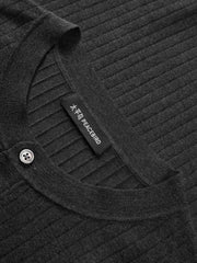 Men's Textured Knit T-Shirt with Henley Collar