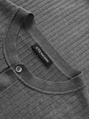 Men's Textured Knit T-Shirt with Henley Collar