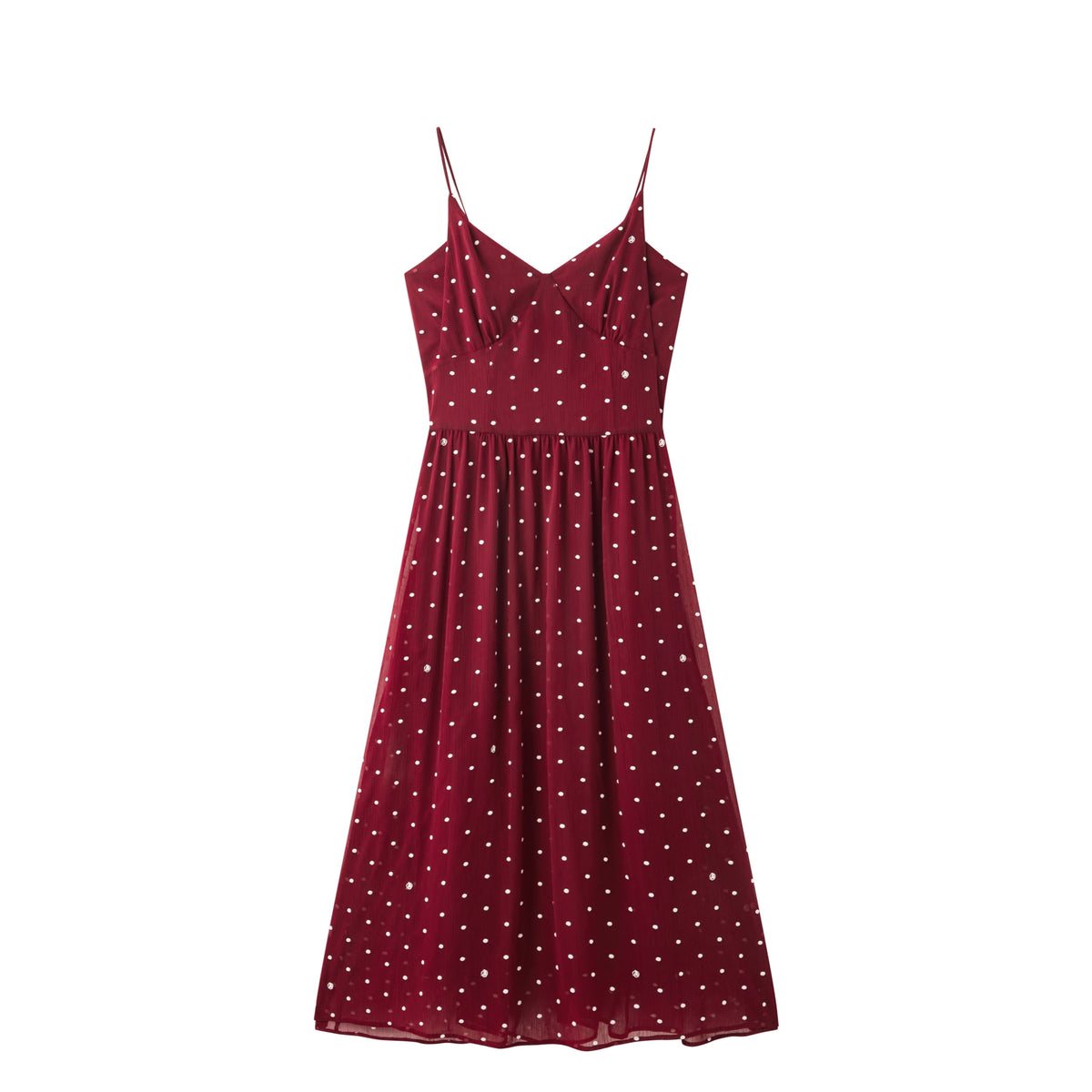 Women's Vacation-Style Red Polka Dot Dress