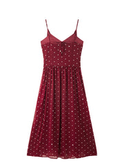 Women's Vacation-Style Red Polka Dot Dress