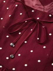 Women's Vacation-Style Red Polka Dot Dress