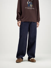 Men's Vintage Contrast-Stitch Wide-Leg Jeans