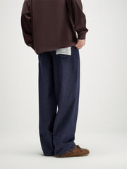 Men's Vintage Contrast-Stitch Wide-Leg Jeans