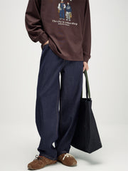Men's Vintage Contrast-Stitch Wide-Leg Jeans