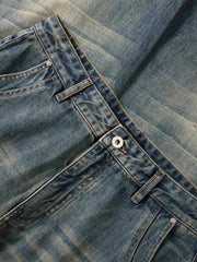 Men's Vintage-Wash Curved Wide-Leg Pants
