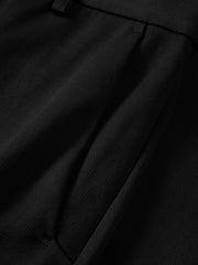 Men's Casual Tapered Black Drape-Fit Trousers