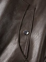 Men's Barn-Style Distressed PU Leather Lapel Jacket