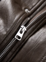 Men's Barn-Style Distressed PU Leather Lapel Jacket