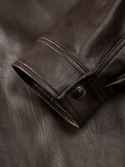 Men's Barn-Style Distressed PU Leather Lapel Jacket