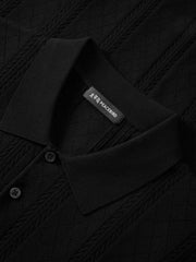 Men's Old Money Style 3D Cable-Knit Polo Shirt