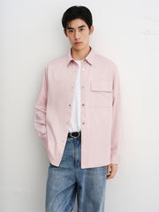 Men's Pink Letter Embroidered Shirt