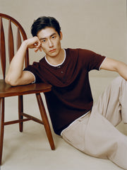 Men's Henley Collar Knit T-Shirt