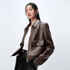 Women's Retro Patchwork Leather Jacket