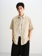Men's Geometric Jacquard Short-Sleeve Shirt