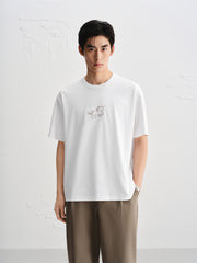 Men's Stretch T-Shirt with Unicorn Embroidery