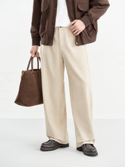 Men's Beige Relaxed Curved-Leg Sweatpants