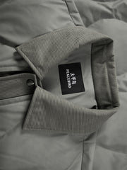 Men's Layered-Look Corduroy-Panel Down Jacket