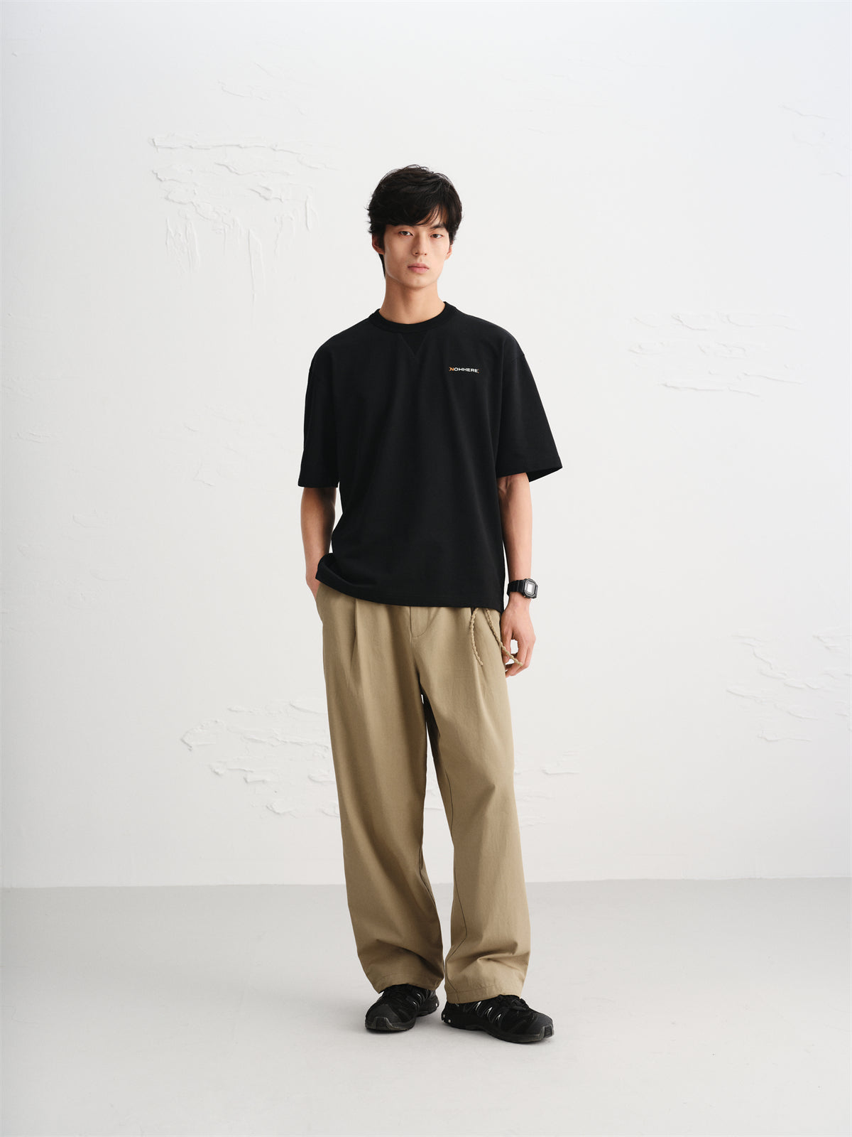 Men's Khaki Modal Wide-Leg Pants
