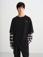 Men's Layered-Look Panel Long-Sleeve T-Shirt