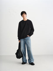 Men's Basic Embroidered Pullover Sweatshirt