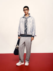 Men's Jacquard Denim Padded Jacket