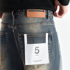 Men's Vintage Contrast Straight Jeans