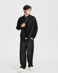 Men's Black Drawstring Elastic-Waist Jeans