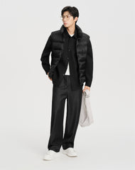 Men's Black Drawstring Elastic-Waist Jeans