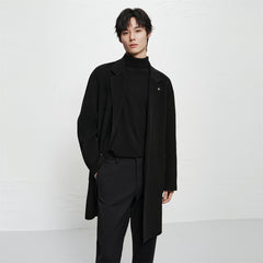 Men's Black Wool-Blend Coat
