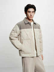 Men's Down Jacket with Corduroy Panels