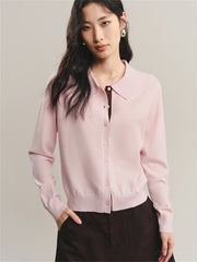 Women's Short Polo-Collar Cardigan
