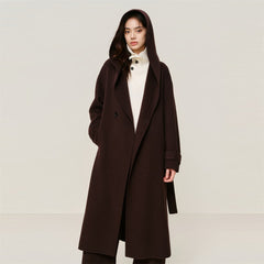 Women's Yak-Wool Blend Hooded Robe-Style Coat