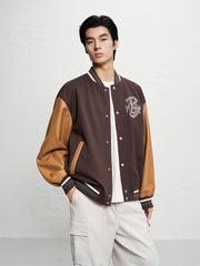 Men's Colorblock Embroidered Baseball Jacket