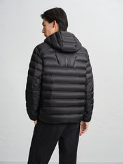 Men's Hooded Goose Down Jacket with Contrast Details