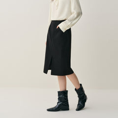 Women's Front-Slit Midi Skirt