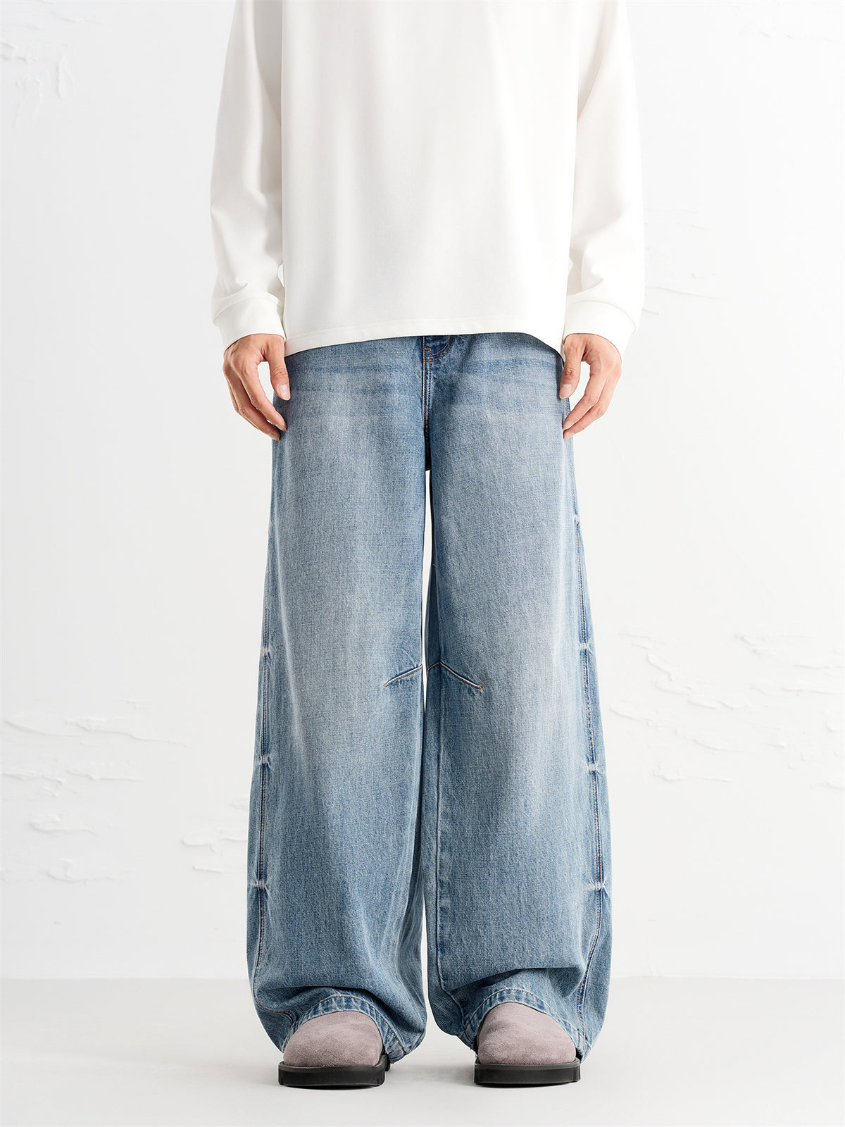 Men's Street-Style Washed Wide-Leg Jeans
