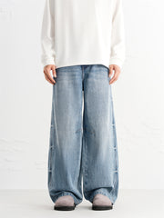 Men's Street-Style Washed Wide-Leg Jeans