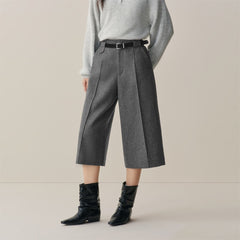 Women's Straight-Leg Wool Cropped Pants