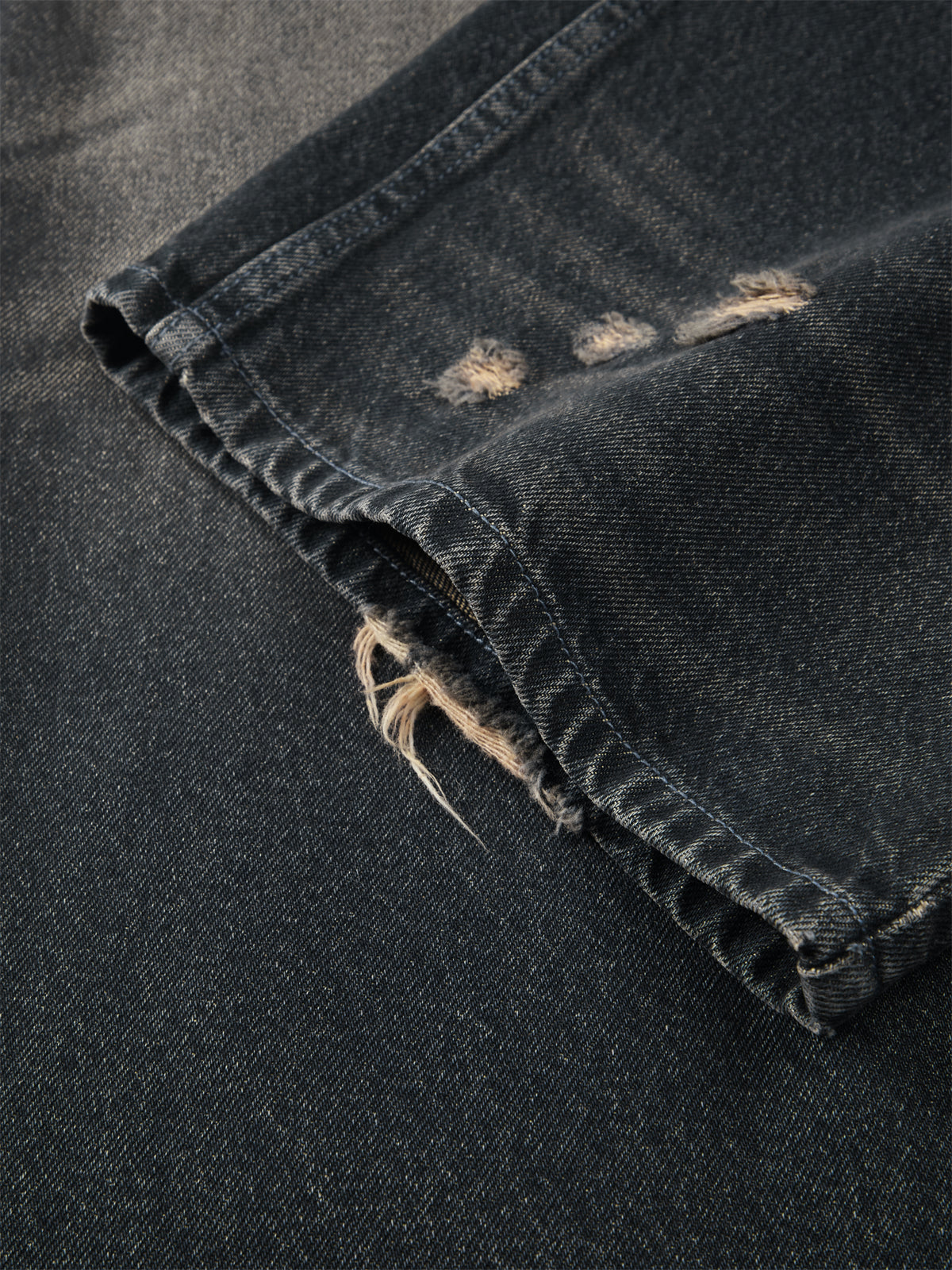 Men's Vintage Distressed Ripped Wide-Leg Cotton Jeans