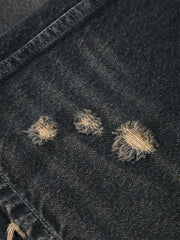 Men's Vintage Distressed Ripped Wide-Leg Cotton Jeans