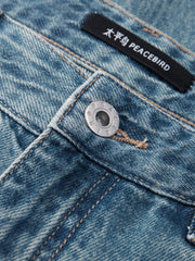 Men's Pleated Straight-Leg Wide Jeans